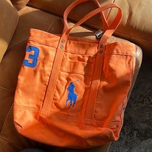 Canvas orange Ralph Lauren tote bag